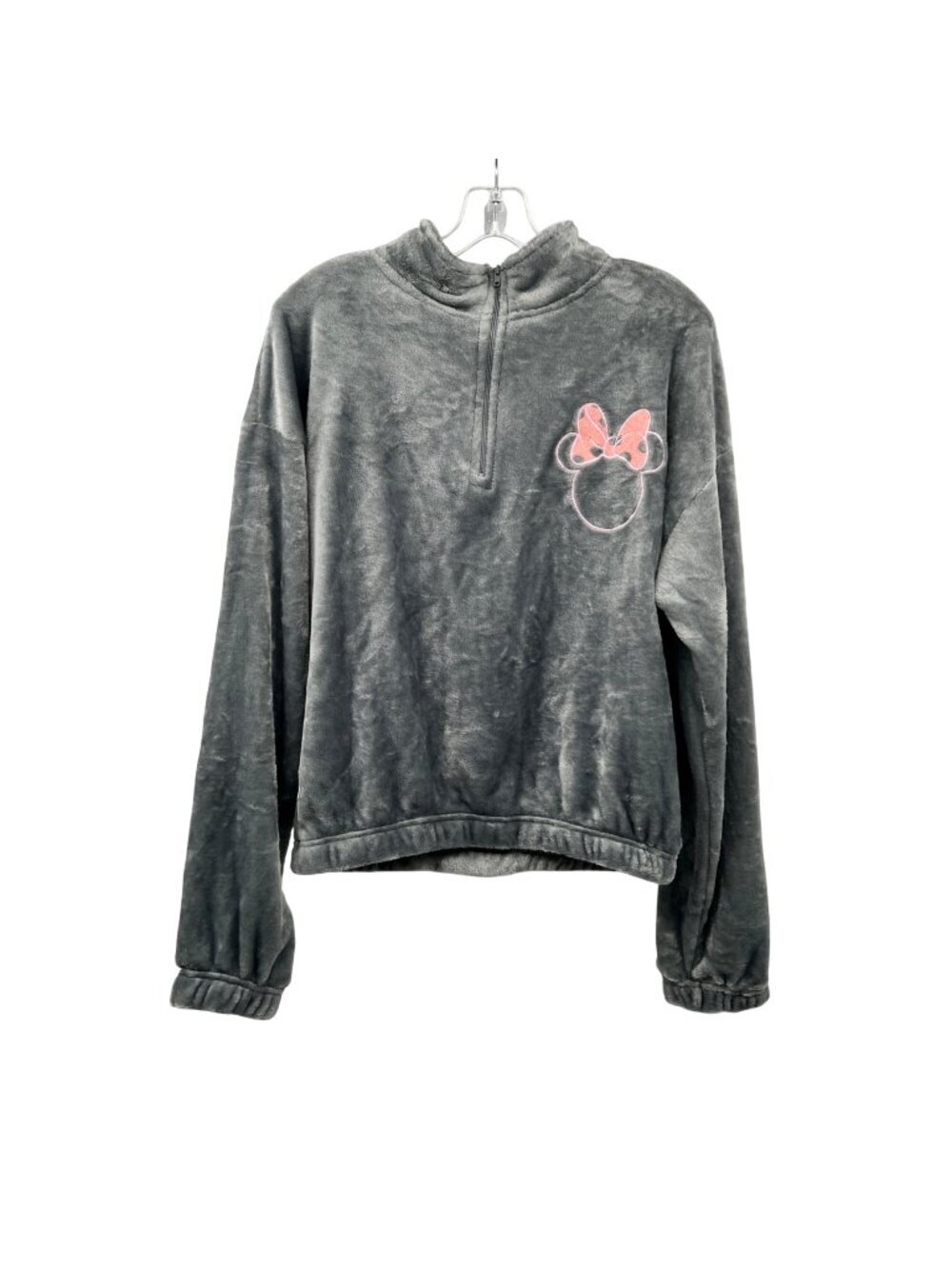 Disney Mickey & Friends Fleece Top 1/4 Zip Long Sleeve Gray/Pink Size Medium